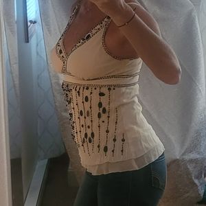 bebe Nude top with black accents